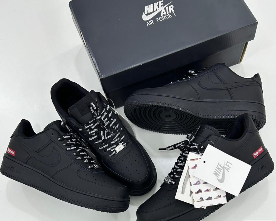 Supreme x Nike Air Force 1 Low Black – Box Logo AF1 Sneakers (CU9225-001)