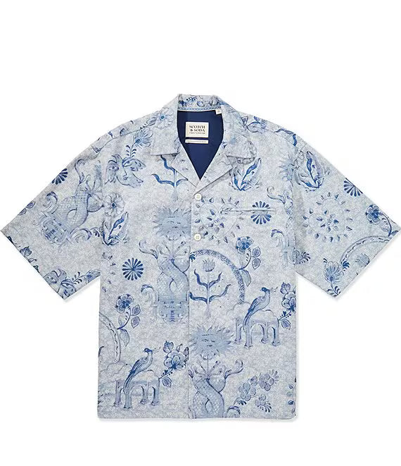 Scotch & Soda Delfts Jacquard Short Sleeve Woven Shirt
