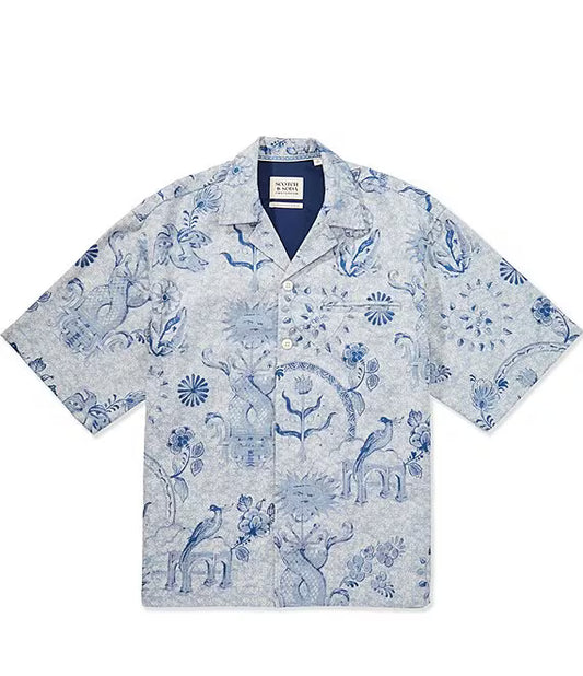 Scotch & Soda Delfts Jacquard Short Sleeve Woven Shirt