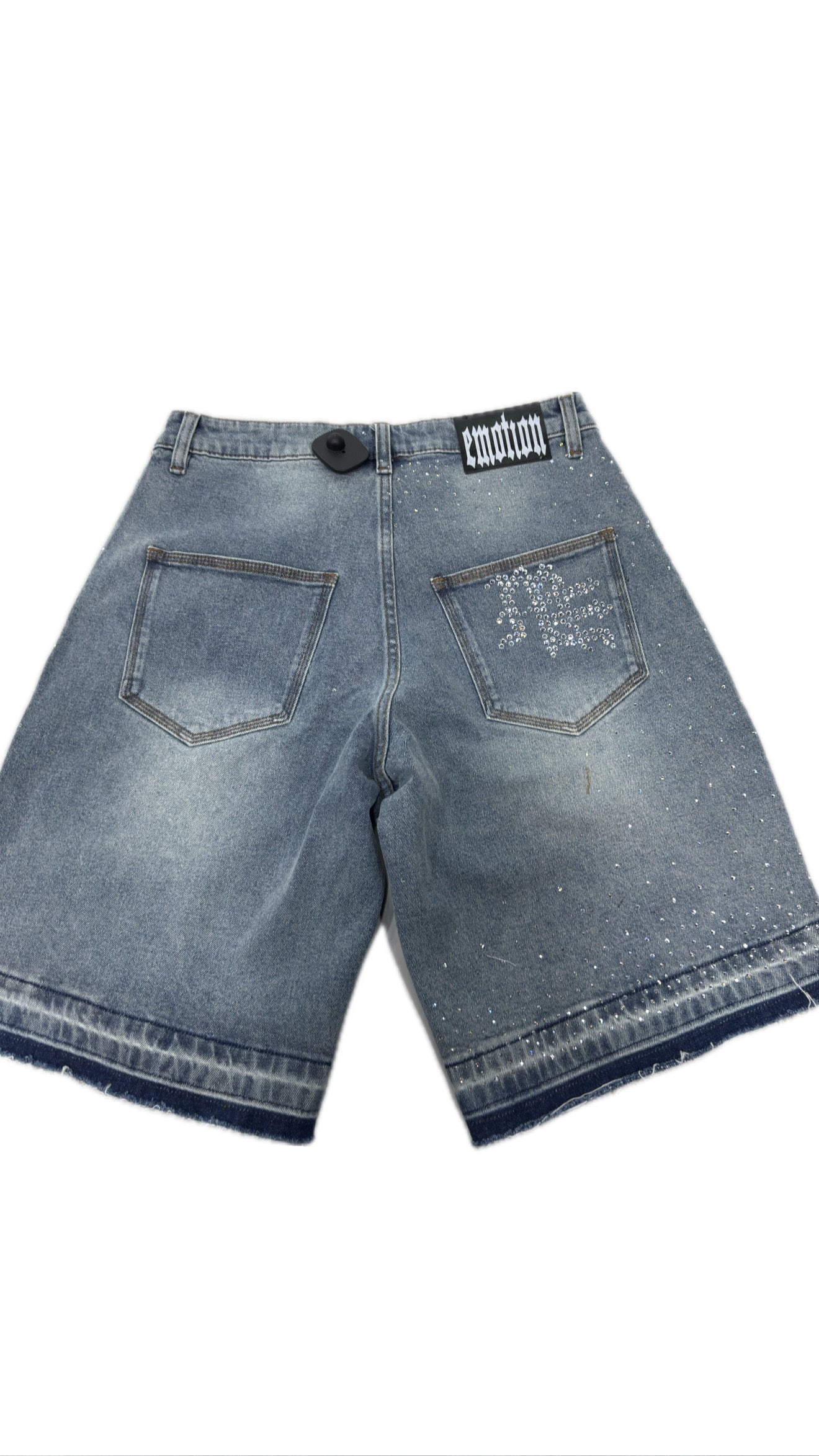 Mixed Emotion ‘ME’ Rhinestone Denim Shorts