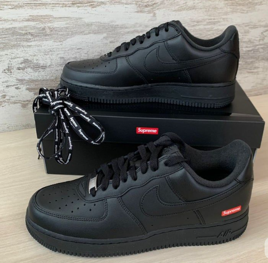 Supreme x Nike Air Force 1 Low Black – Box Logo AF1 Sneakers (CU9225-001)