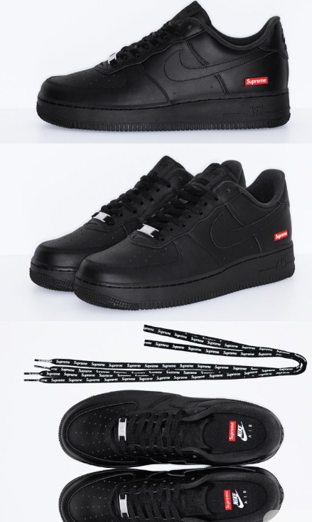 Supreme x Nike Air Force 1 Low Black – Box Logo AF1 Sneakers (CU9225-001)